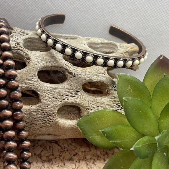 Western SQUASH BLOSSOM COPPER BUFFALO NECKLACE EARRING SOUTHWEST Set Bracelet Ne - Picture 5 of 16